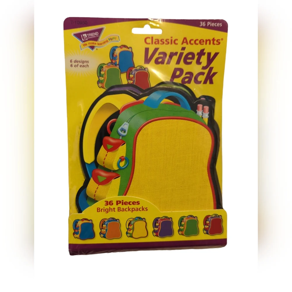 TREND enterprises, Inc. Bright Backpacks Classic Accents Variety Pack, 36 ct.